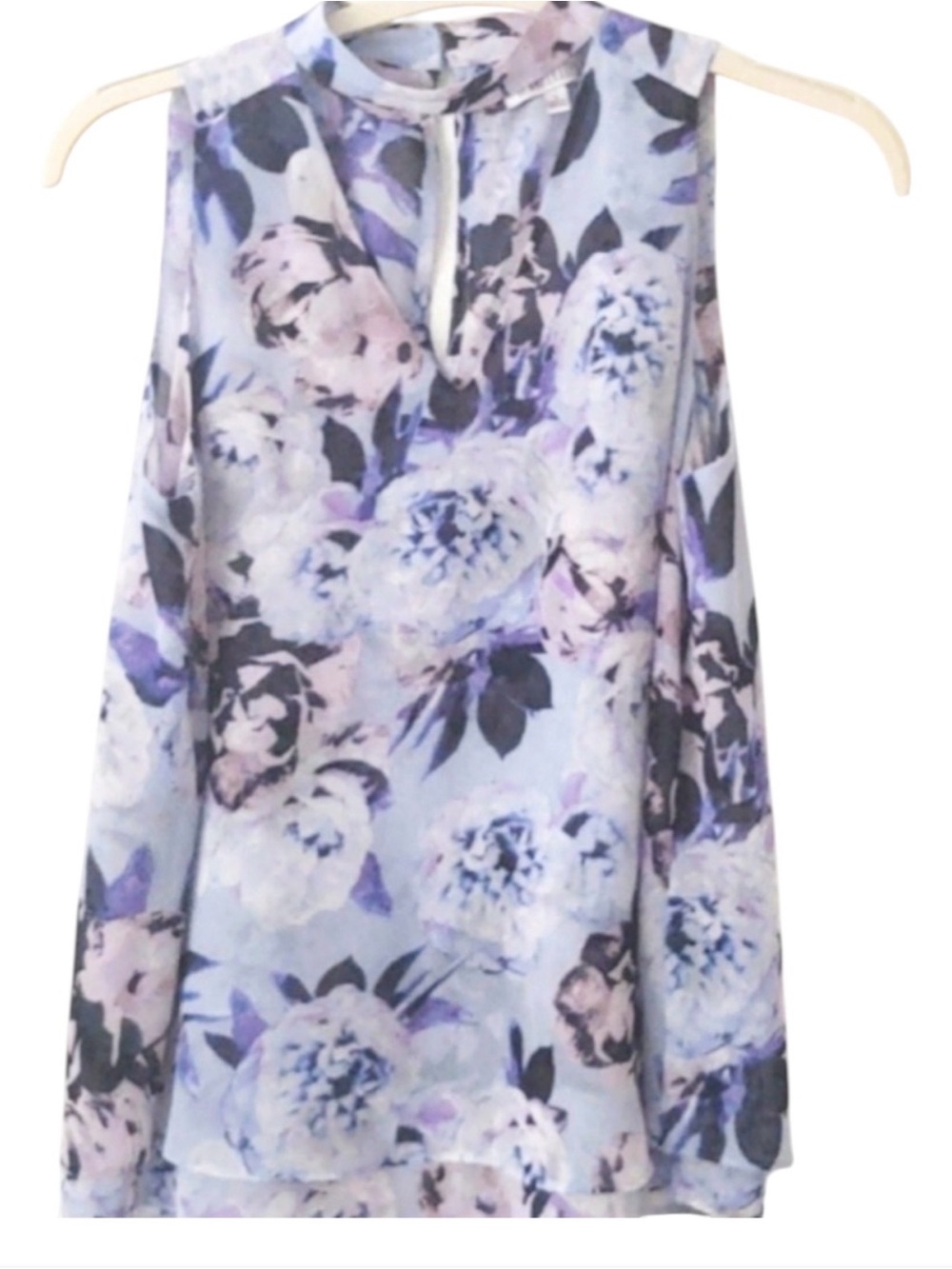 Jennifer Lopez Floral Blouse Top Blue S